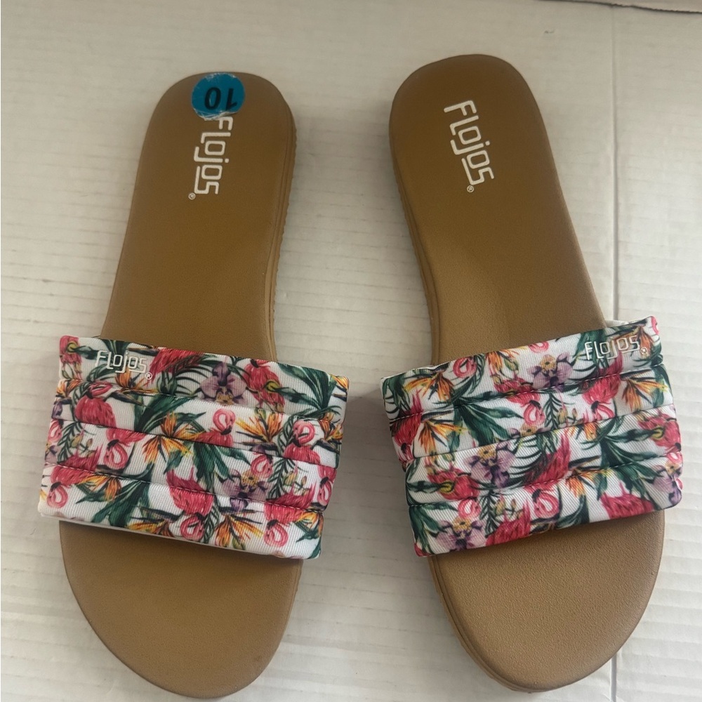 Flojos‎ Fiesta Puffy Slide Sandals Summer Vacation Women's Size 10